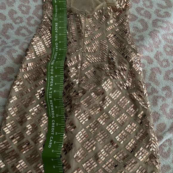 Basix Black Label New Years Champagne Spaghetti Strap Mirror Dress - Picture 9 of 10